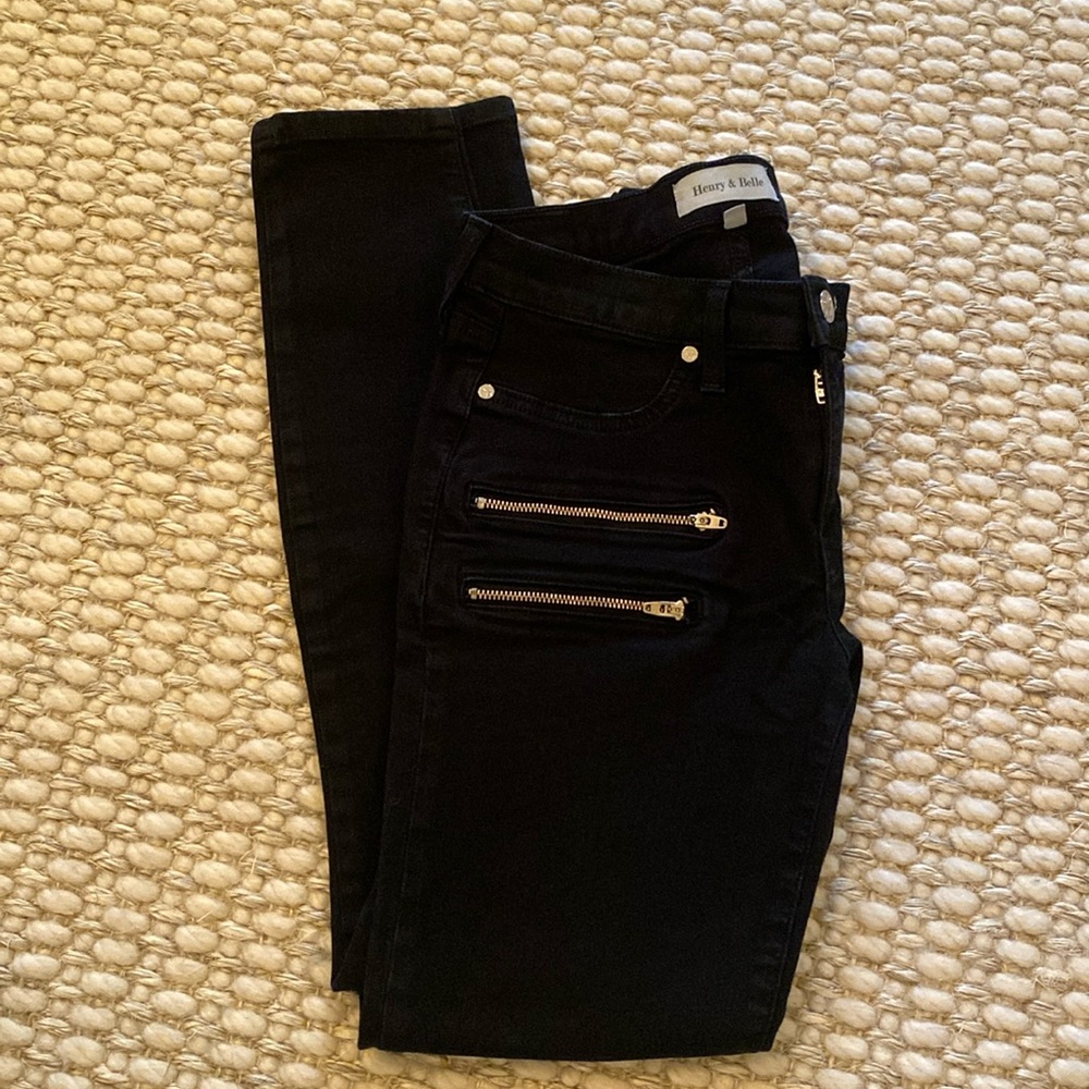 Henry and Belle black sunny jean with zipper detail size 27